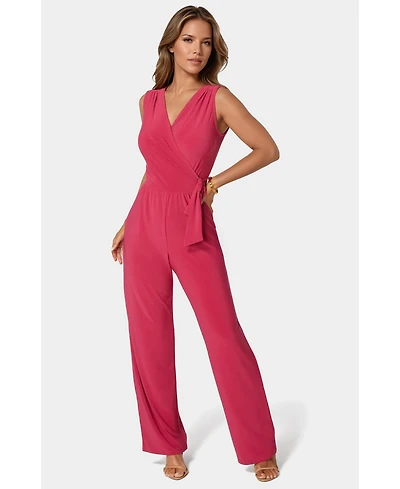Bebe Women's Jersey Wrap Tie Jumpsuit