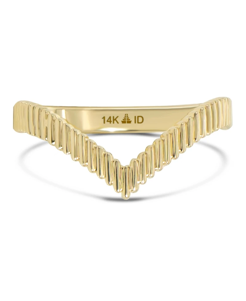 Devata Crown Wishbone Ring in 14K Gold, Size 9, approx. 2.6 grams.