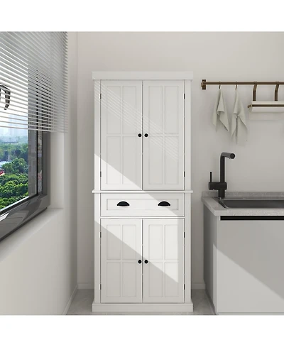 Casainc 71" Tall Storage Cabinet With Drawer, 4 Doors and Adjustable Shelves for Kitchen or Laundry