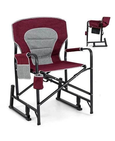 Akiudex outdoor rocker camping chair with dual springs and padded back