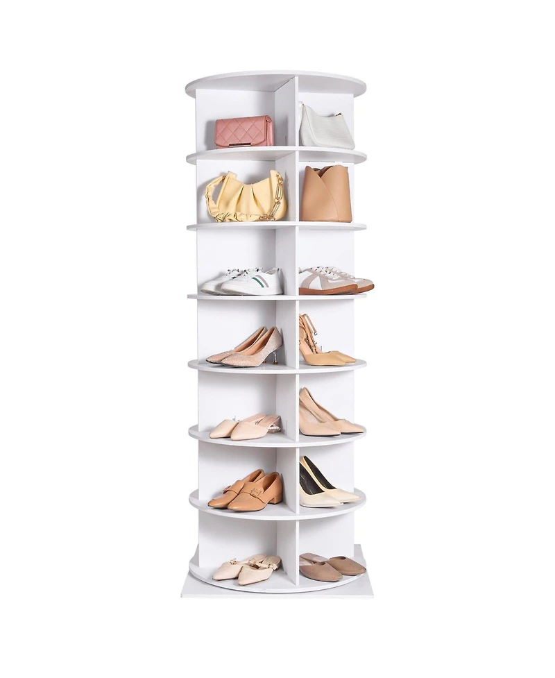 Slickblue 7-Tier Rotating Shoe Rack Tower with Base, 360° Spinning Round Shoe Organizer