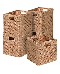 Happimess Bryce Classic Farmhouse Hand-Woven Hyacinth Collapsible Storage Cube Baskets with Handles (Set of 5)