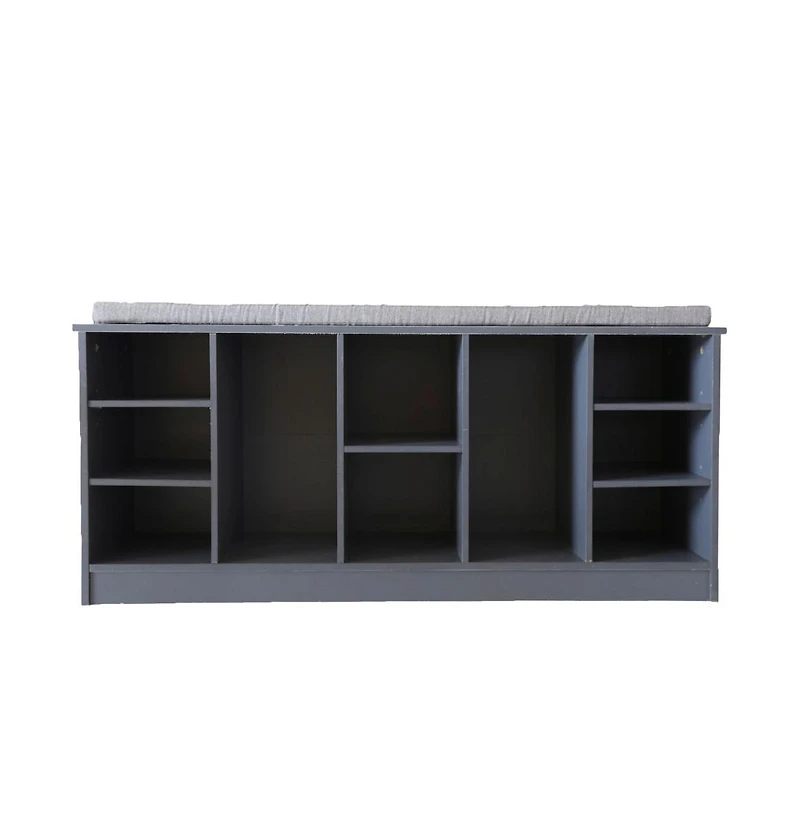 Basicwise Wooden Shoe Cubicle Storage Entryway Bench with Soft Cushion for Seating