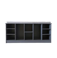 Basicwise Wooden Shoe Cubicle Storage Entryway Bench with Soft Cushion for Seating