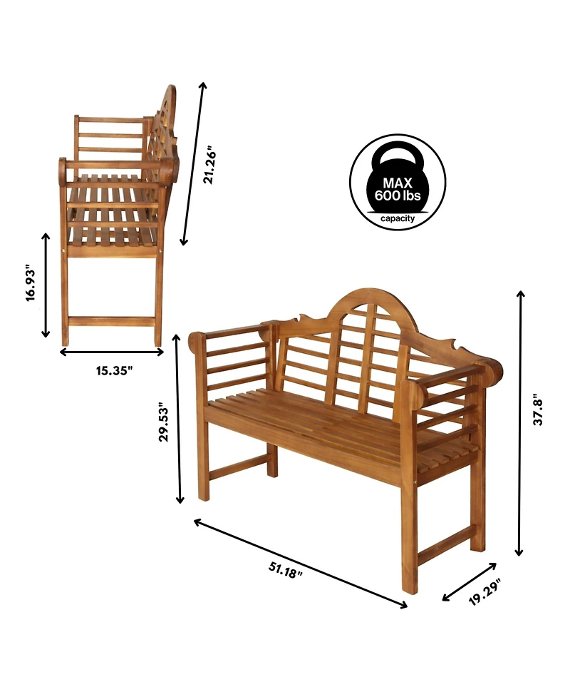 Jonathan Y Lutyens Arched Acacia Wood Outdoor Garden Patio Bench