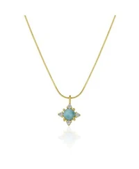 Blue Moonstone Sterling Silver Pendant Necklace With Fine Italian Chain