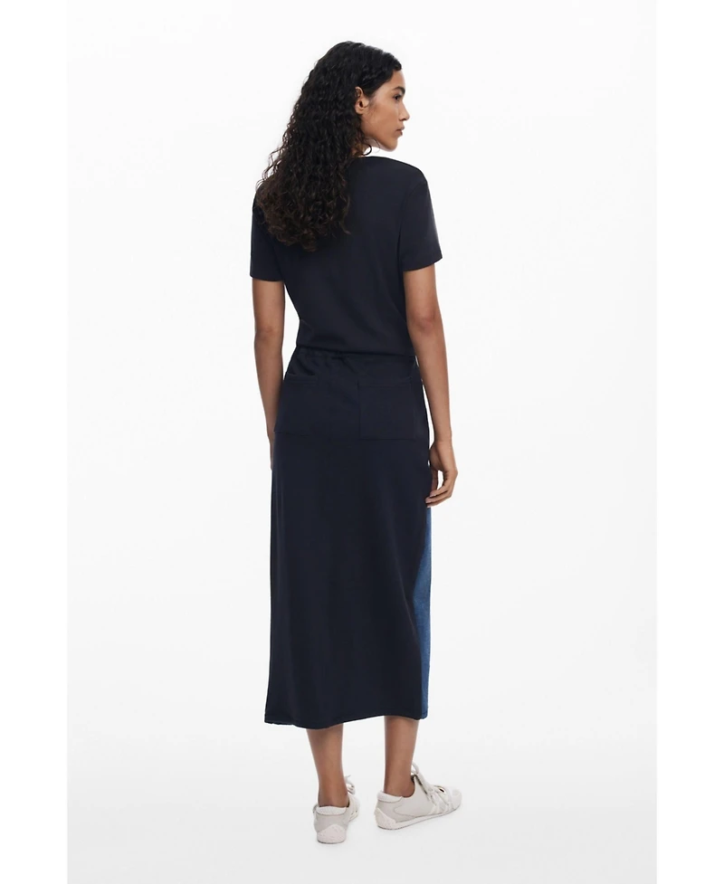 Desigual Women's Combined denim midi skirt