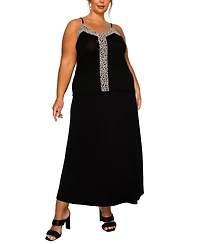 Coin 1804 Plus Pebble Mesh Mix Panel Camisole Tank Top