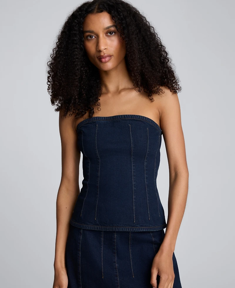 Kenneth Cole Women's Smocked Strapless Bustier Top