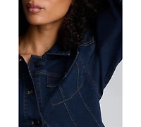 Kenneth Cole Women's Corset Waist Denim Trucker Jacket