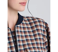 Kenneth Cole Women's Chequered Cropped Bomber Jacket