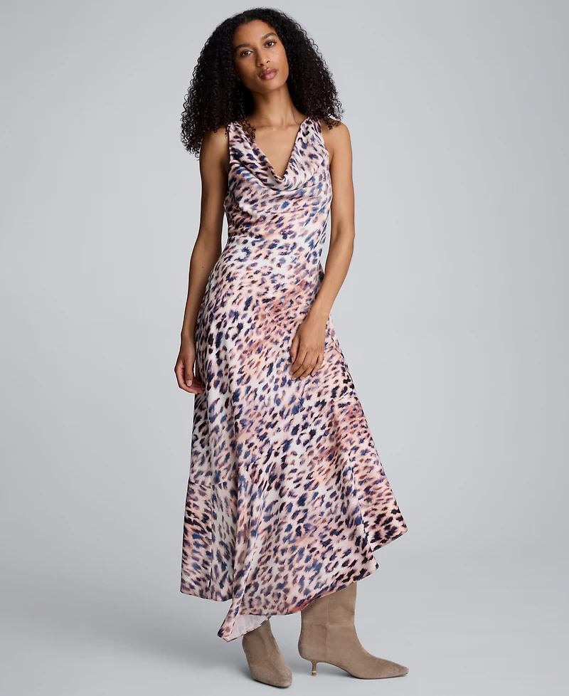 Kenneth Cole Women's Animal Print Asymmetric Midi Dress