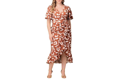 Kiyonna Plus Alexandra Ruffle Faux Wrap Gown