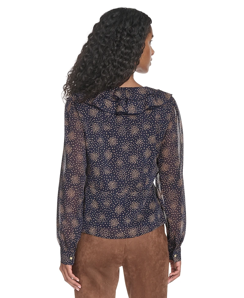 Tommy Hilfiger Women's Posy Ruffle Long Sleeve Blouse