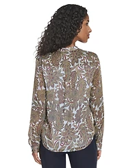 Tommy Hilfiger Women's Paisley Ruffle Long Sleeve Blouse