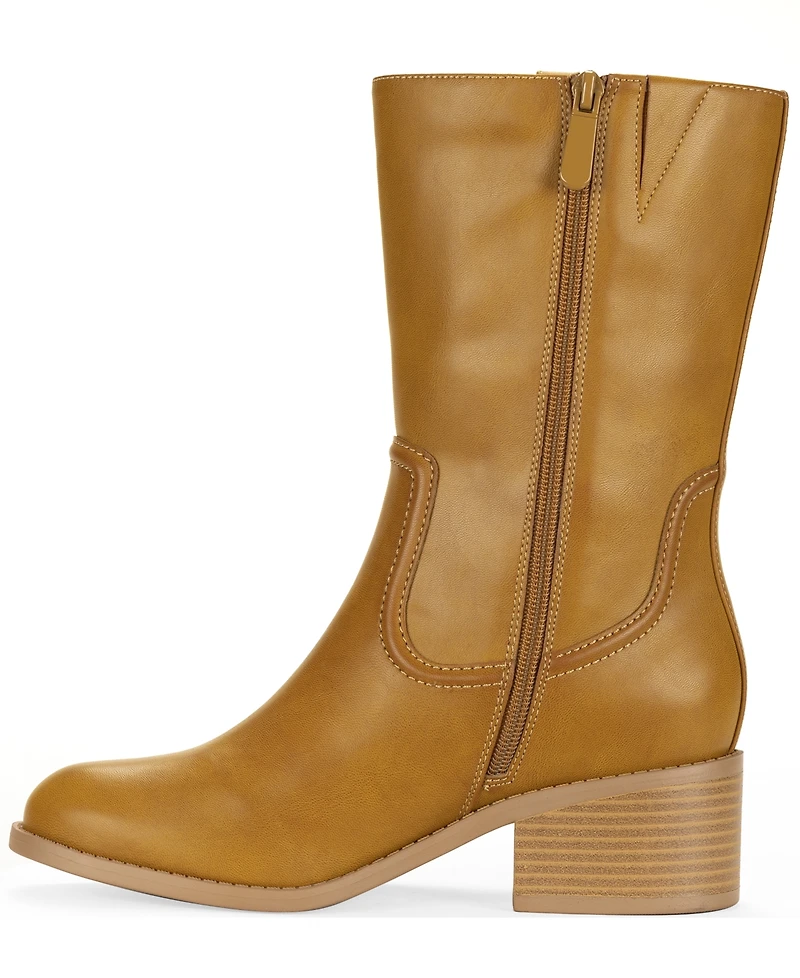 Style & Co Women's Inezz Mid Shaft Faux-Leather Boots, Macy's Exclusive
