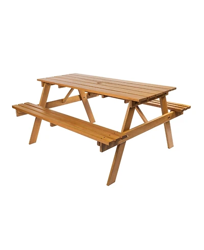 Jonathan Y Shoreham Modern Classic Outdoor Wood Picnic Table Benches with Umbrella Hole