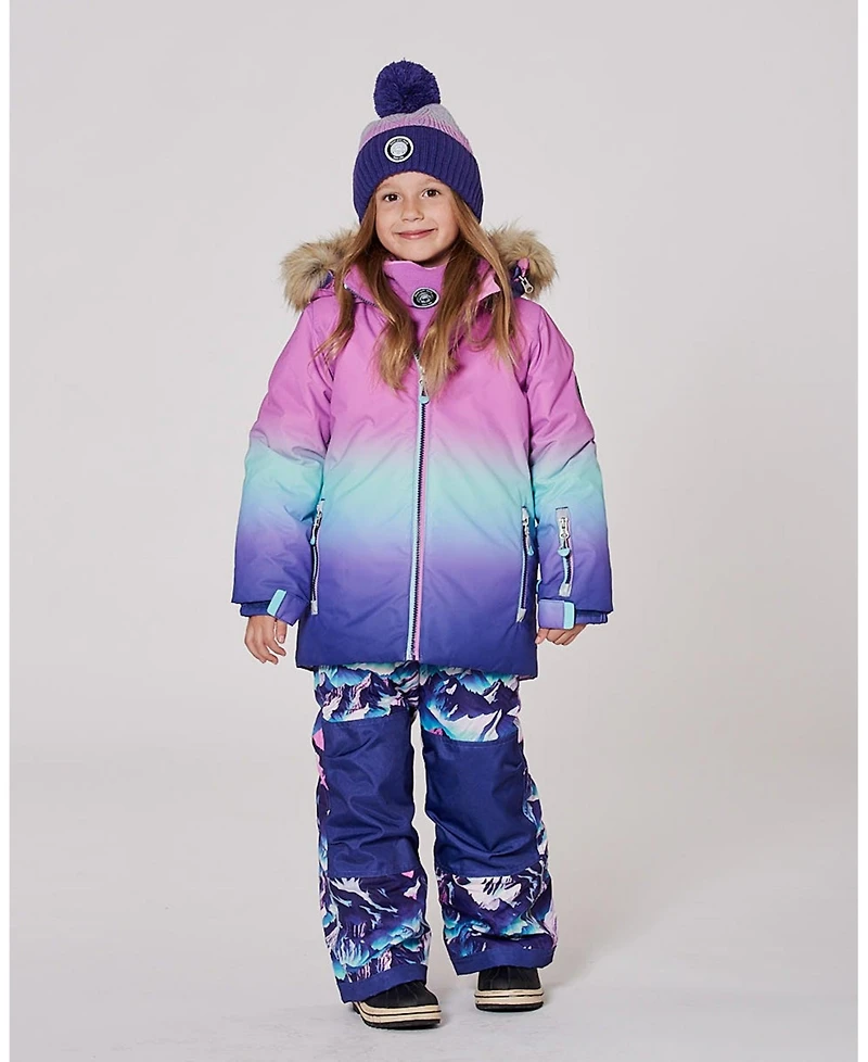 Deux par Girl Two-Piece Play Snowsuit Purple Mountain Print