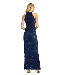 Mac Duggal Women's Embellished Halter Neck Keyhole Gown
