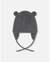 Deux par Boy Lined Knit Hat with Ears Gray - Toddler|Child