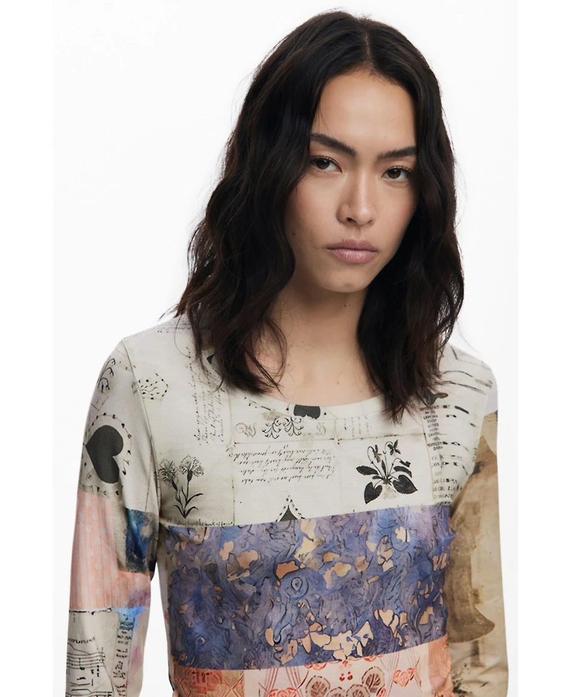 Desigual Women's Collage ruched T-shirt