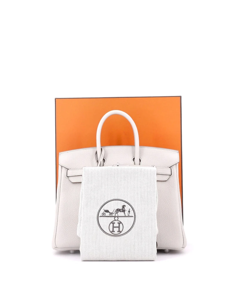 Pre-Owned Hermes Birkin 25 Handbag Light Togo with Palladium Hardware