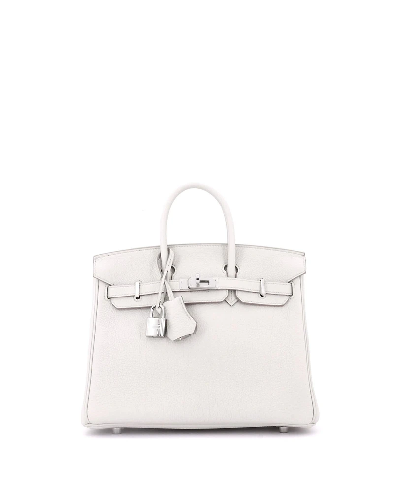 Pre-Owned Hermes Birkin 25 Handbag Light Togo with Palladium Hardware