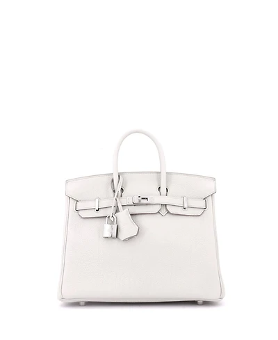 Pre-Owned Hermes Birkin 25 Handbag Light Togo with Palladium Hardware