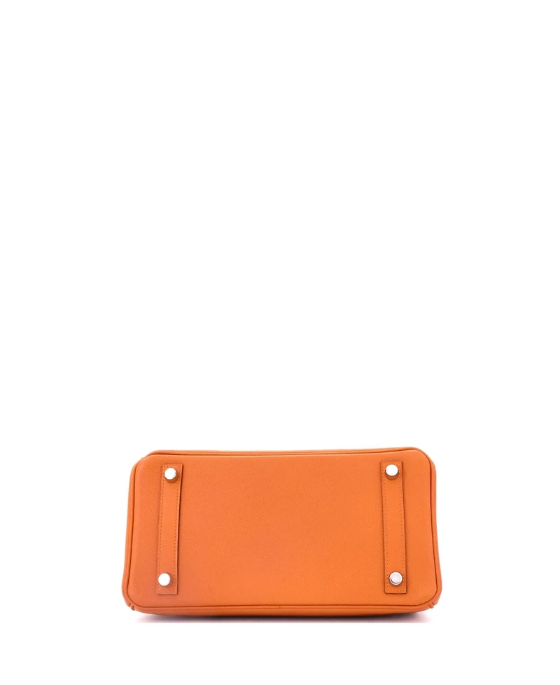 Pre-Owned Hermes Birkin 25 Handbag Orange Epsom with Palladium Hardware