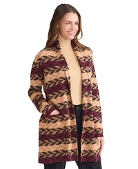 Jones New York Women's Chevron Belted Long Sleeve Cardigan Sweater