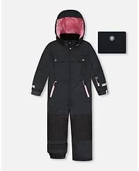 Deux par Girl One-Piece Teknik Snowsuit Black with Pink - Child