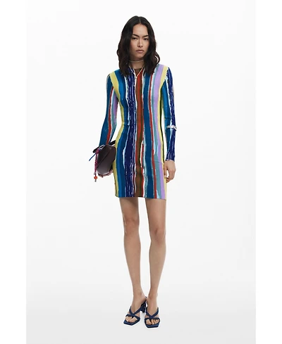 Desigual Women's Ribbed dress with colored stripes