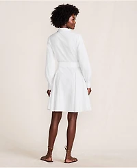 Lands' End Women's Embroidered Poplin Button Front Dress with Godets