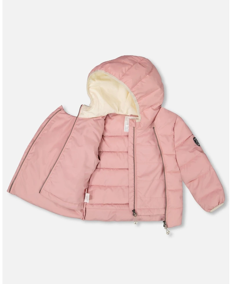 Deux par Girl Compressible Winter Puffy Coat Designed for Car Seat Dusty Pink - Toddler|Child