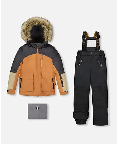 Deux par Boy Two-Piece Play Snowsuit with Colorblocked Jacket