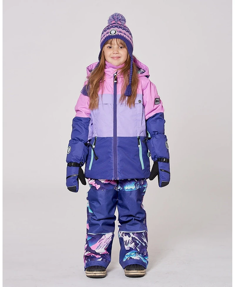 Deux par Girl Two-Piece Teknik Snowsuit Purple Mountain Print - Child