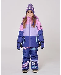 Deux par Girl Two-Piece Teknik Snowsuit Purple Mountain Print - Child
