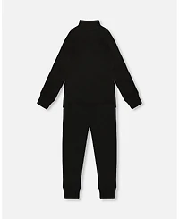 Deux par Kids Unisex Two-Piece Thermal Underwear Set Black