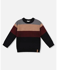 Deux par Baby Boy Color Block Knit Sweater Red and Black