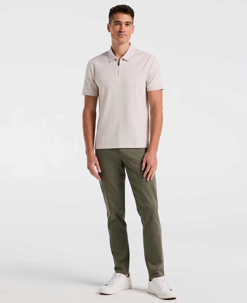 Perry Ellis Men's Slim-Fit Ribbed Zip Polo Shirt