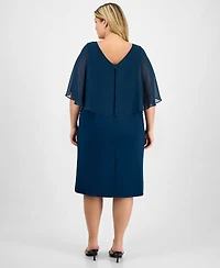 Connected Plus Cape Overlay Dress