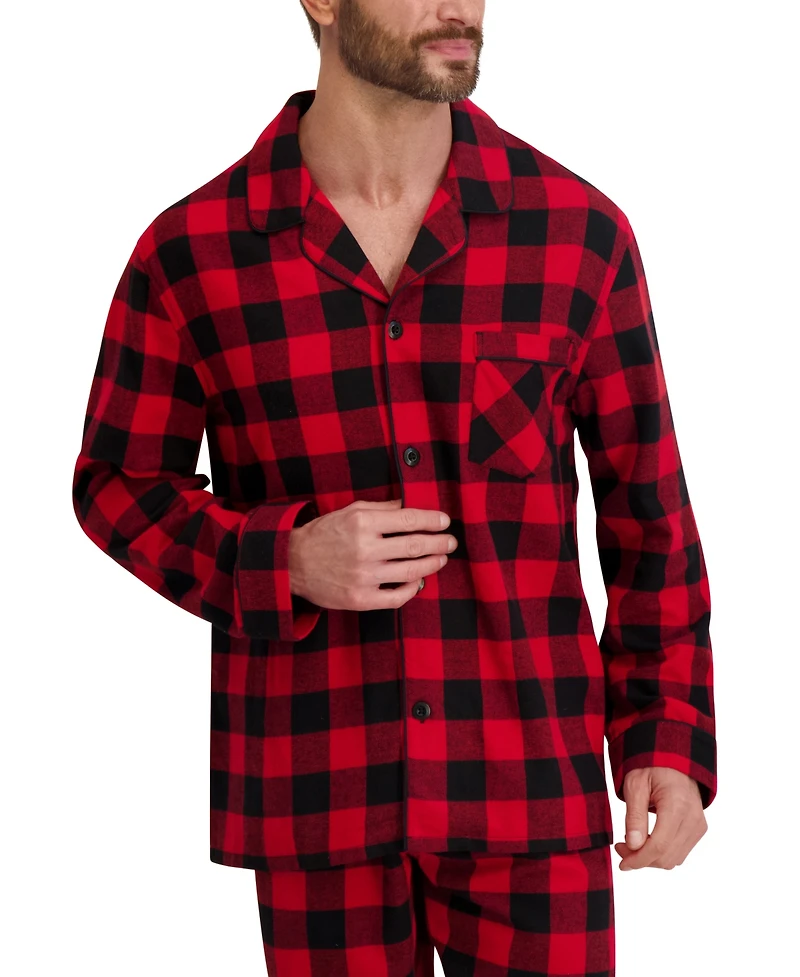 Hanes Men's Flannel Button Down Pajama Sleep Set
