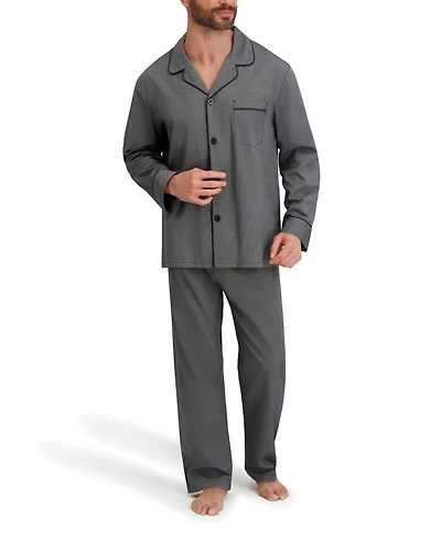 Hanes Men's Woven Button Down Pajama Sleep Set