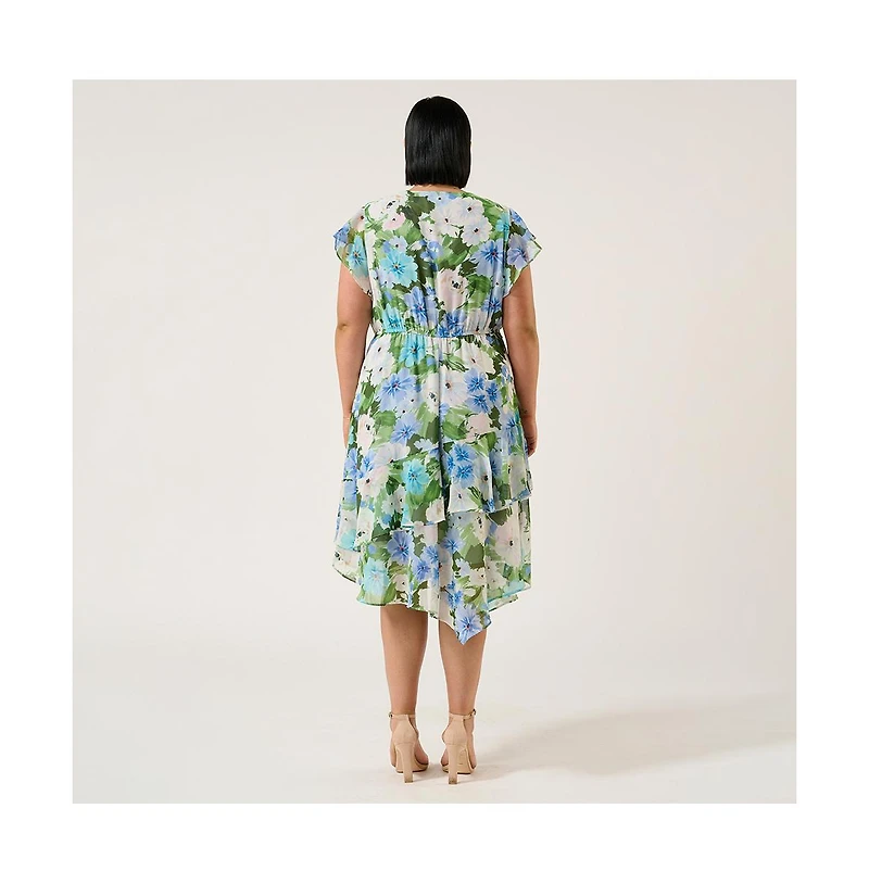 Estelle Aqua Floral Midi Dress