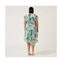 Estelle Aqua Floral Midi Dress