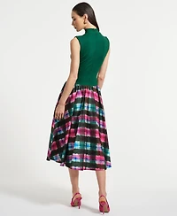 Isaac Mizrahi Women's Sleeveless Ponte Combo Midi Dress