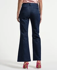Isaac Mizrahi Women's Flare Leg Mid Rise Seamed Jeans