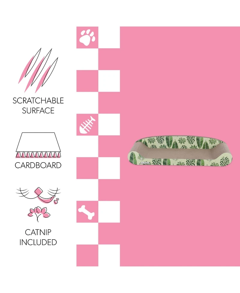 Montego 27.5" Coastal Patterned Cardboard Lounge Bed Cat Scratcher with Catnip