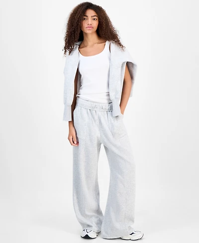 Planet Heart Juniors' Wide-Leg Fleece Sweatpants