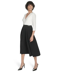 Tommy Hilfiger Women's 3/4-Sleeve V-Neck Midi Dress